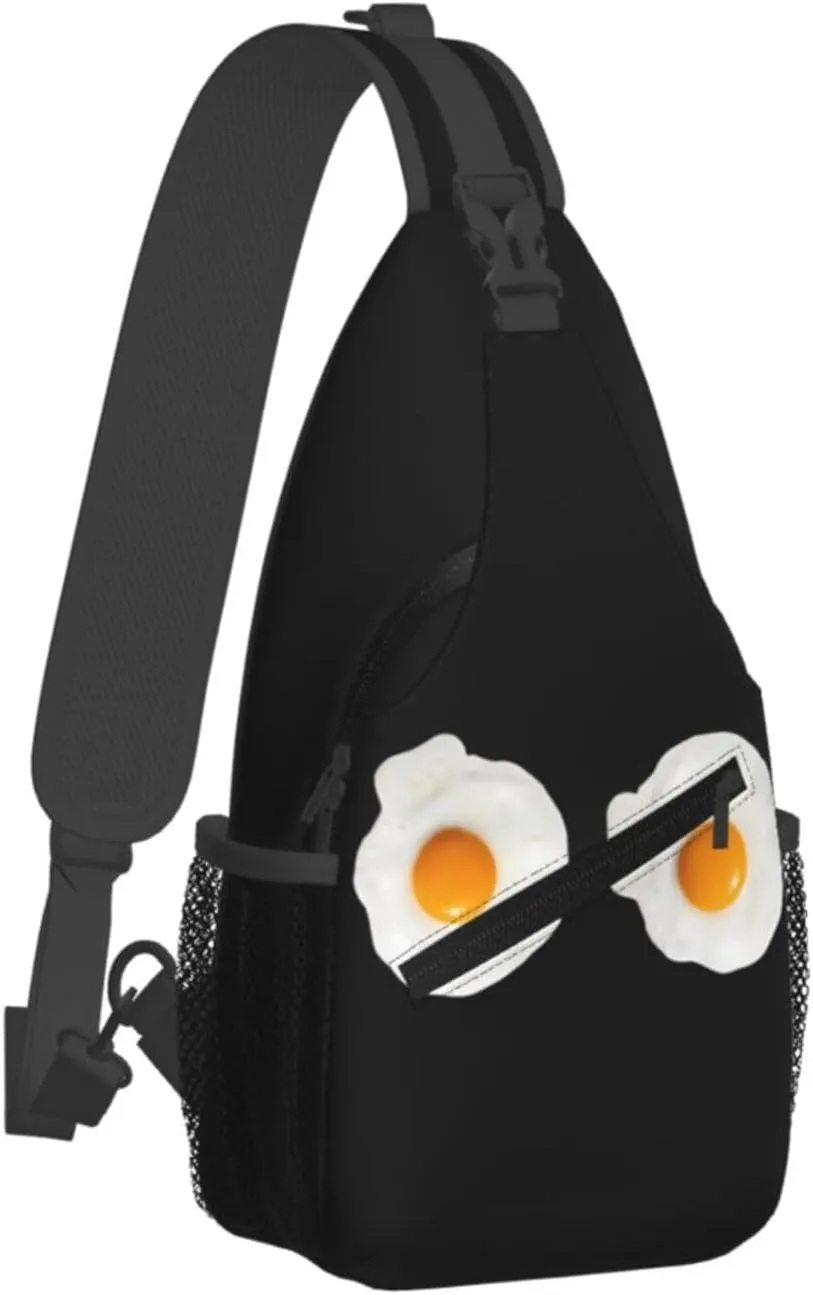 Cute A Couple Of Fried Egg Crossbody Bag Cross Chest Bag Adjustable Sling Backpack Sports Gym Shoulder Bags Travel Cycling Daypack Diagonally Casual Rucksack