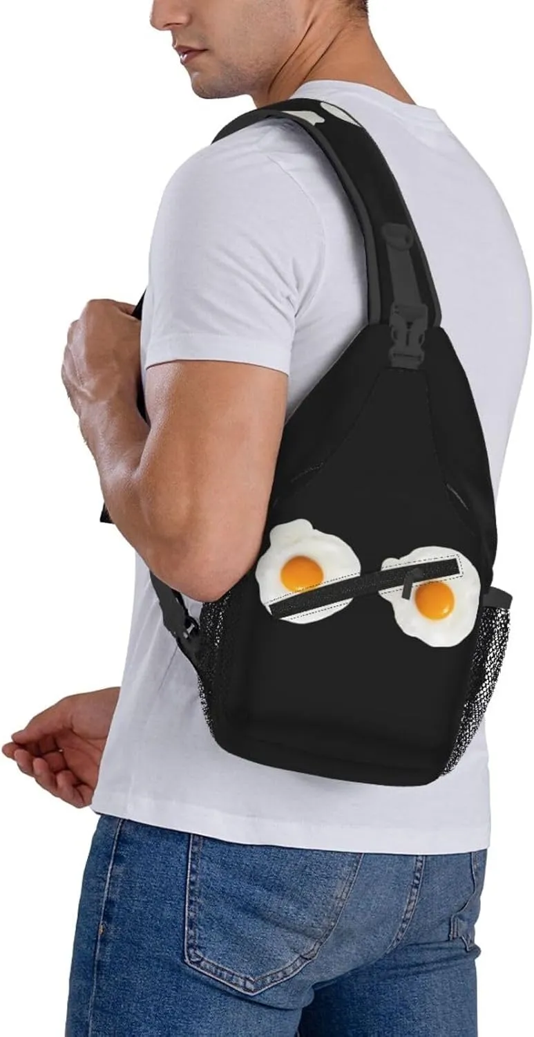 Cute A Couple Of Fried Egg Crossbody Bag Cross Chest Bag Adjustable Sling Backpack Sports Gym Shoulder Bags Travel Cycling Daypack Diagonally Casual Rucksack