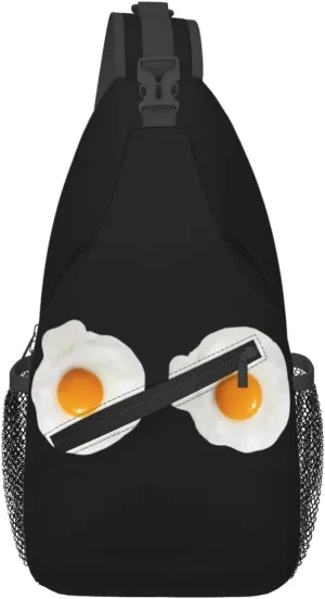 Cute A Couple Of Fried Egg Crossbody Bag Cross Chest Bag Adjustable Sling Backpack Sports Gym Shoulder Bags Travel Cycling Daypack Diagonally Casual Rucksack