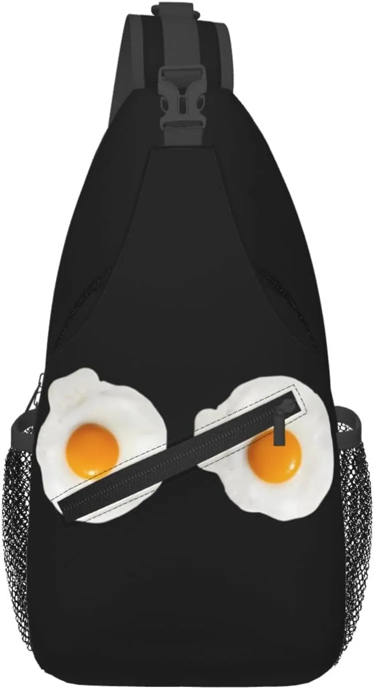 Cute A Couple Of Fried Egg Crossbody Bag Cross Chest Bag Adjustable Sling Backpack Sports Gym Shoulder Bags Travel Cycling Daypack Diagonally Casual Rucksack