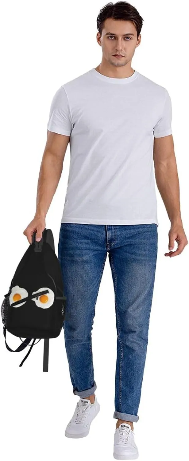 Cute A Couple Of Fried Egg Crossbody Bag Cross Chest Bag Adjustable Sling Backpack Sports Gym Shoulder Bags Travel Cycling Daypack Diagonally Casual Rucksack