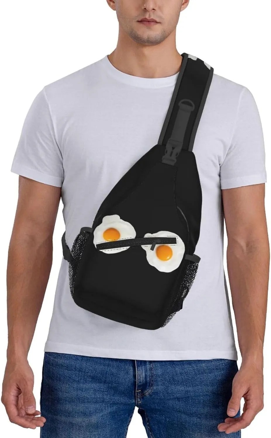 Cute A Couple Of Fried Egg Crossbody Bag Cross Chest Bag Adjustable Sling Backpack Sports Gym Shoulder Bags Travel Cycling Daypack Diagonally Casual Rucksack