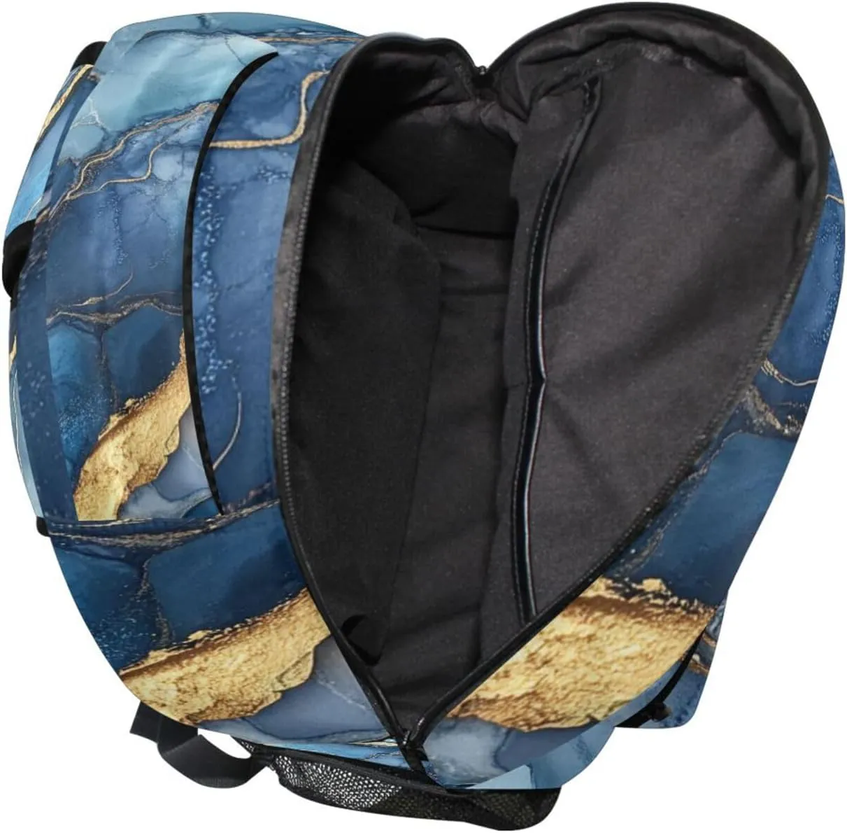 Cute Backpack for Men Women Fashion Diaper Bag Backpack with Chest Strap for Business Work College Travel Trip Marble Royal Blue Grey