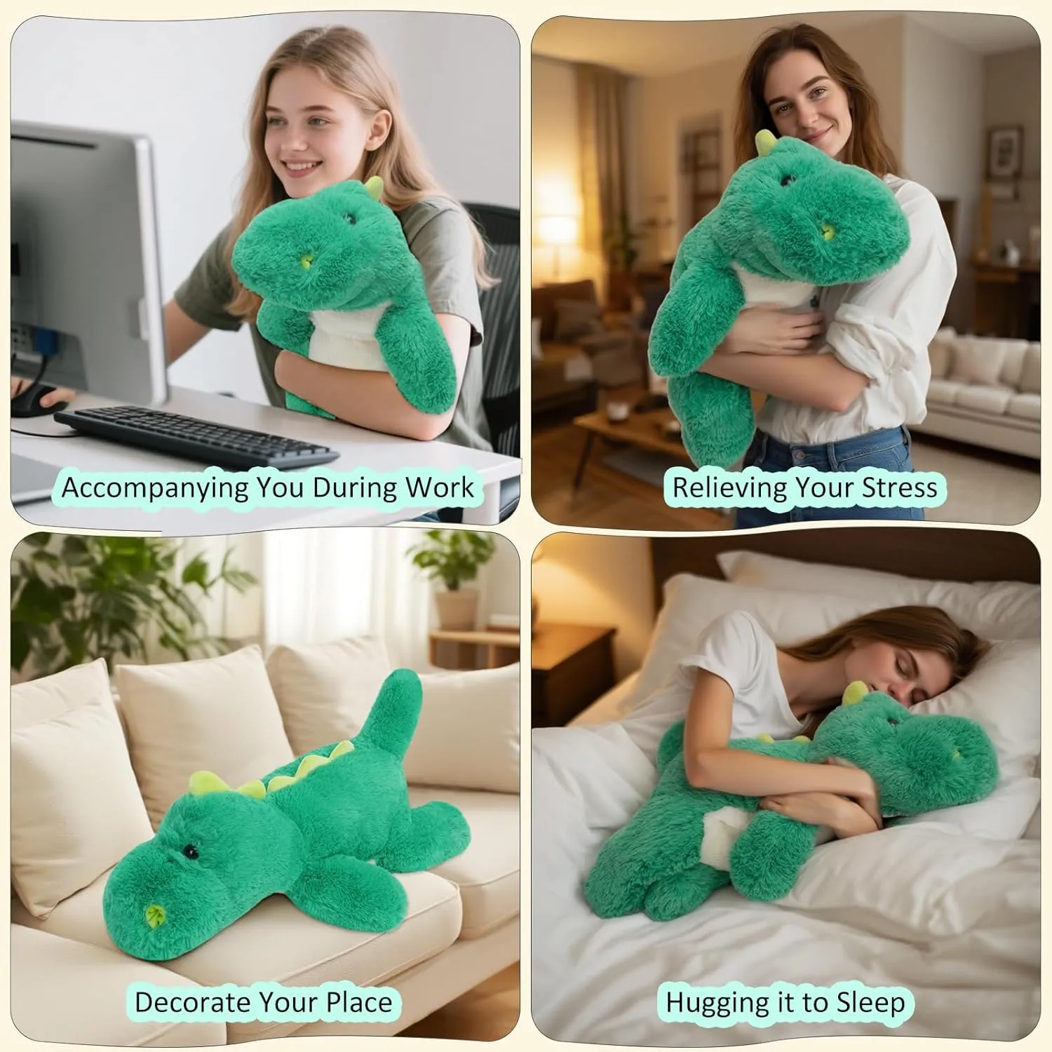 Cute Dinosaur Plush Toy 18.9 Inch Soft Dinosaur Stuffed Animal Plushie Kawaii Birthday Gift for Children Kids Girls Boys