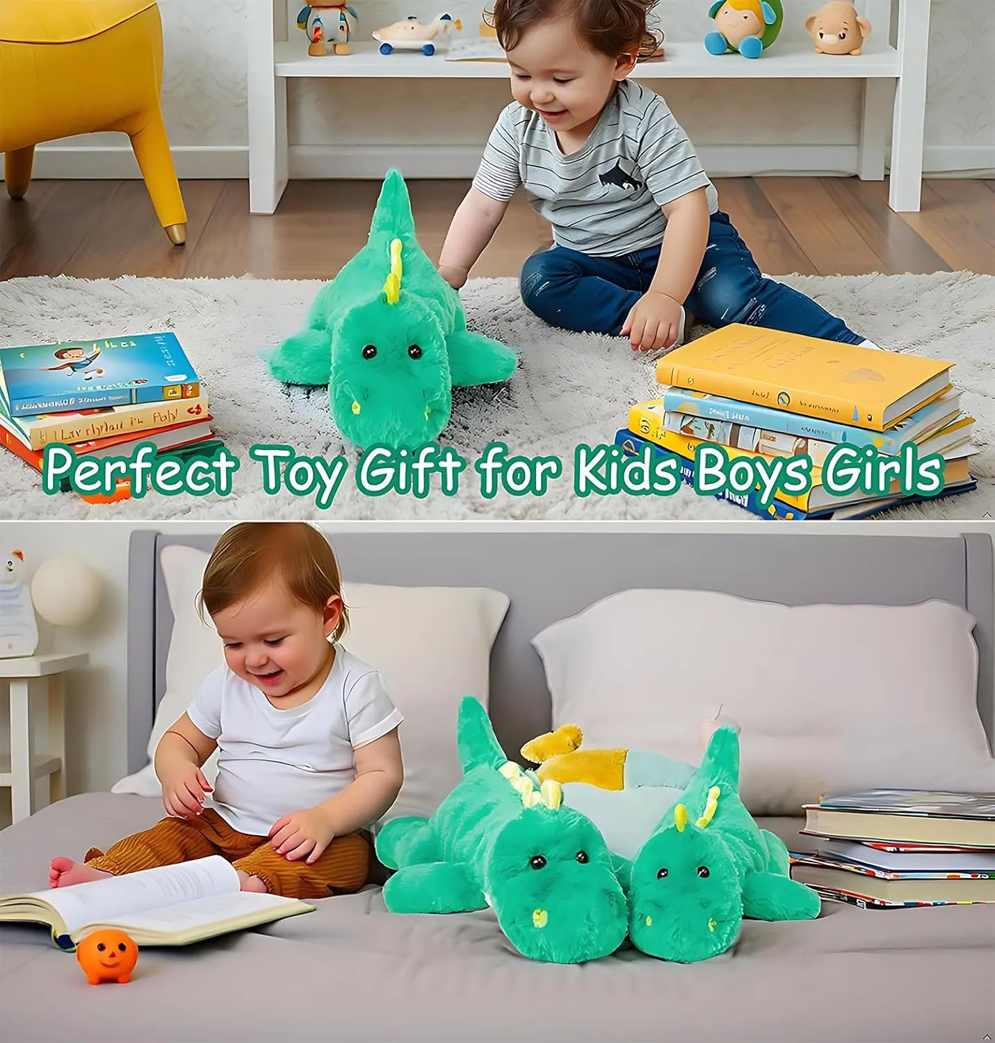 Cute Dinosaur Plush Toy 18.9 Inch Soft Dinosaur Stuffed Animal Plushie Kawaii Birthday Gift for Children Kids Girls Boys