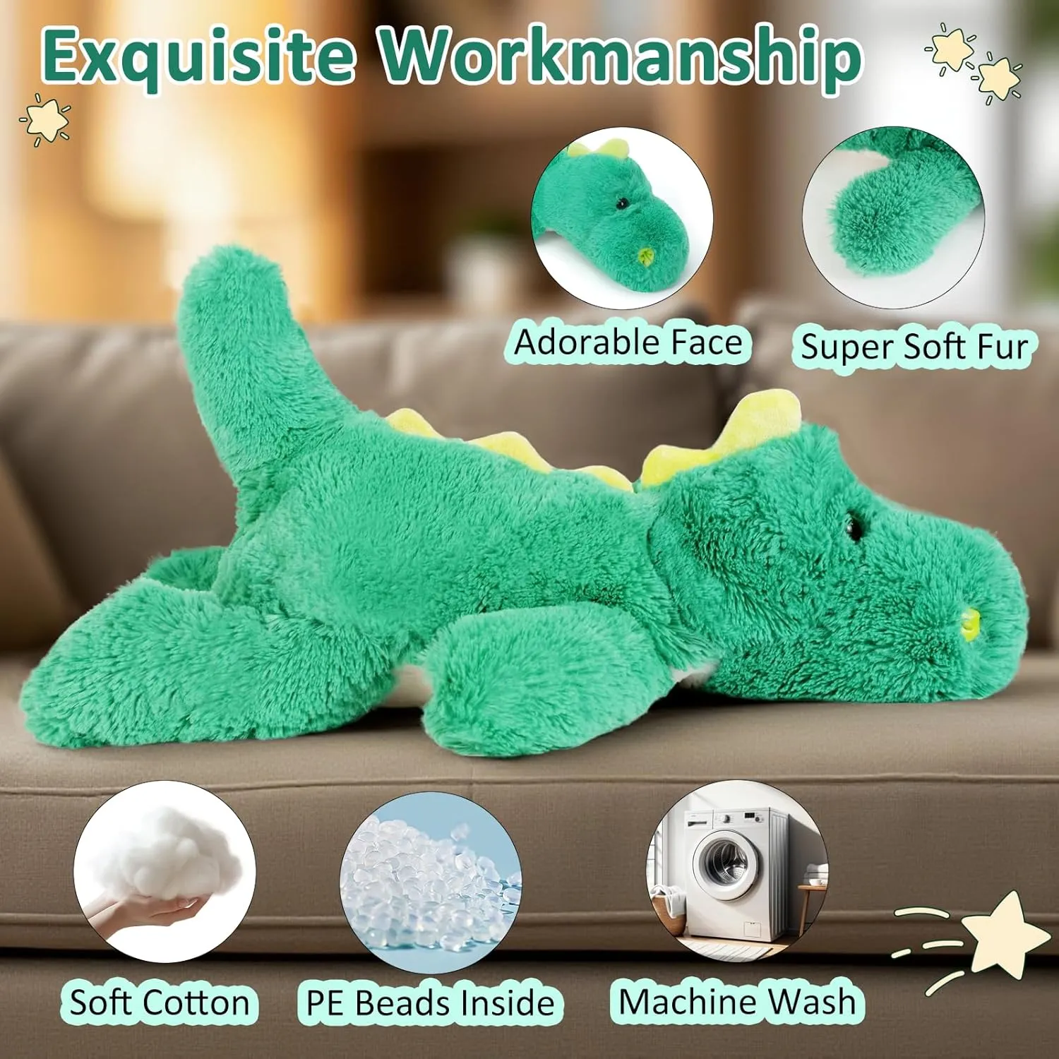 Cute Dinosaur Plush Toy 18.9 Inch Soft Dinosaur Stuffed Animal Plushie Kawaii Birthday Gift for Children Kids Girls Boys