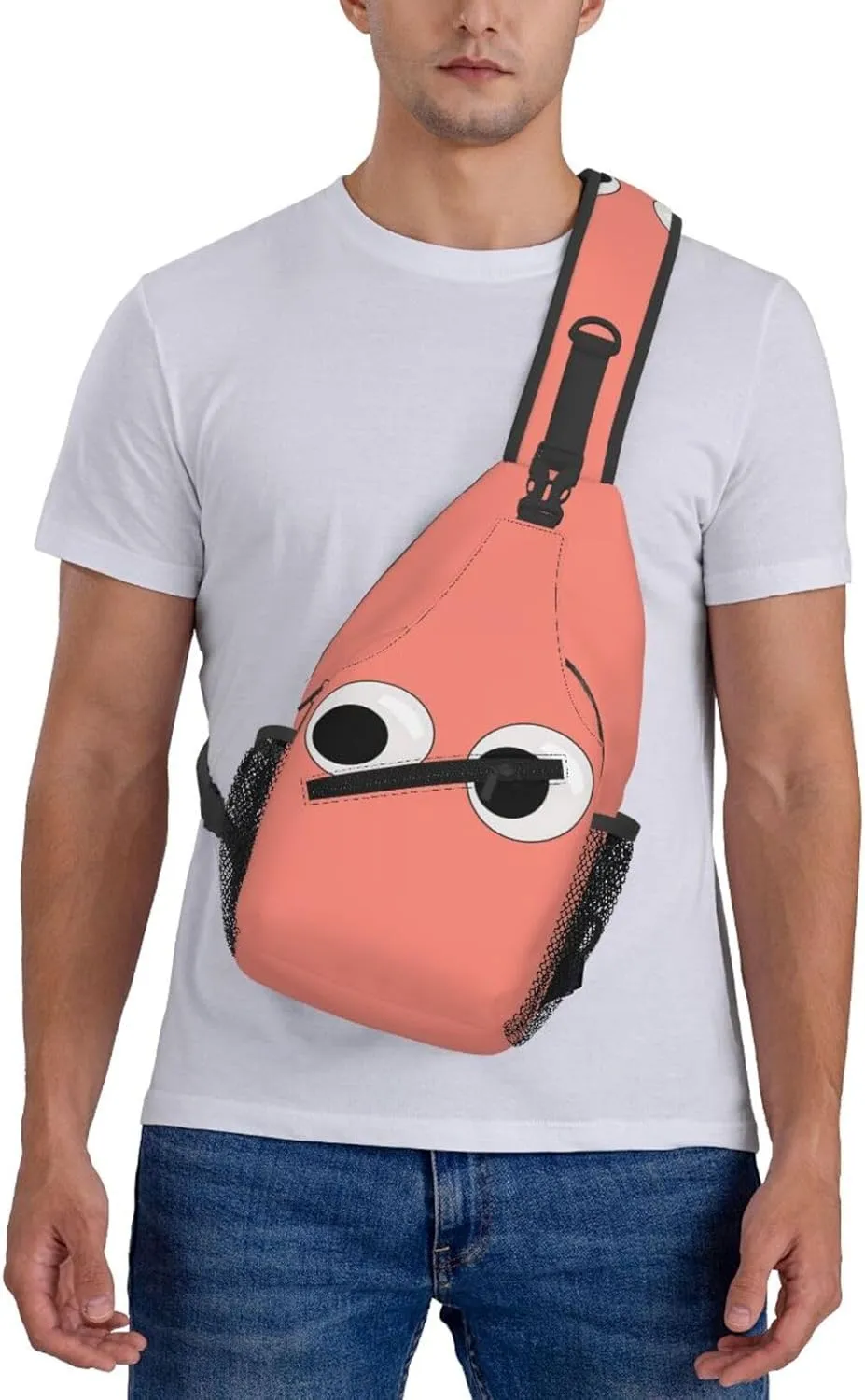 Cute Funny Cartoon Sketch Eyes Crossbody Bag Cross Chest Bag Adjustable Sling Backpack Sports Gym Shoulder Bags Travel Cycling Daypack Diagonally Casual Rucksack