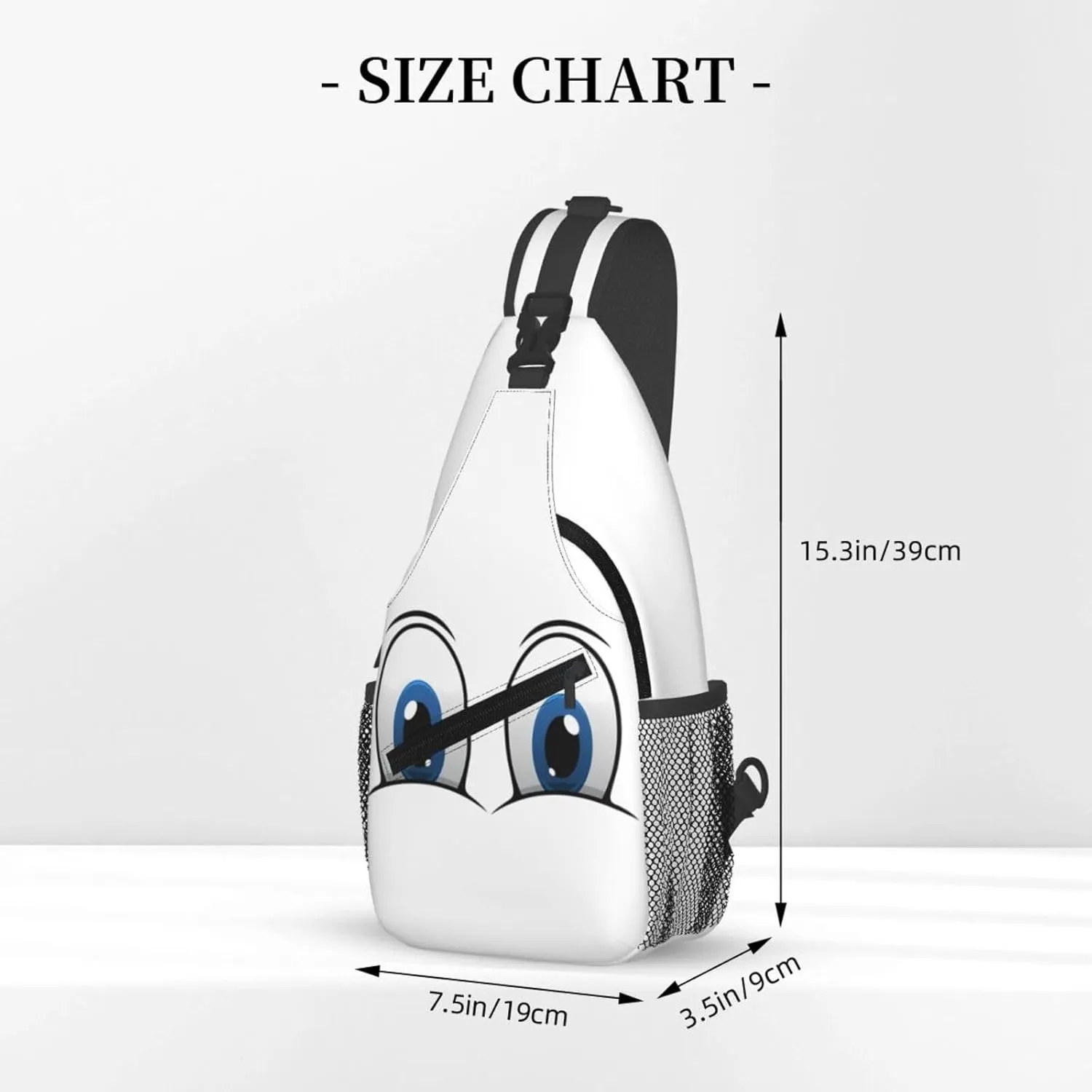 Cute Funny Cartoon Sketch Eyes Crossbody Bag Cross Chest Bag Adjustable Sling Backpack Sports Gym Shoulder Bags Travel Cycling Daypack Diagonally Casual Rucksack