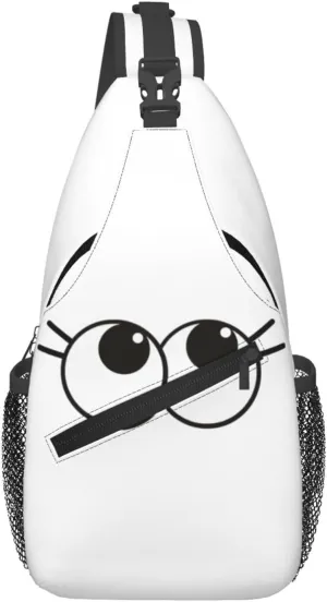 Cute Funny Cartoon Sketch Eyes Crossbody Bag Cross Chest Bag Adjustable Sling Backpack Sports Gym Shoulder Bags Travel Cycling Daypack Diagonally Casual Rucksack