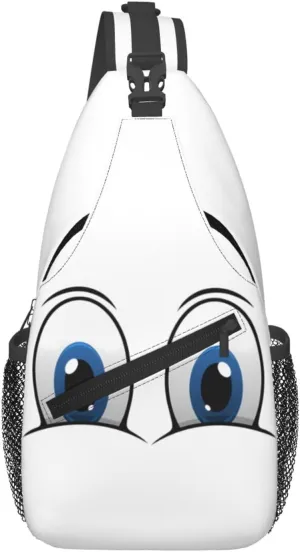 Cute Funny Cartoon Sketch Eyes Crossbody Bag Cross Chest Bag Adjustable Sling Backpack Sports Gym Shoulder Bags Travel Cycling Daypack Diagonally Casual Rucksack