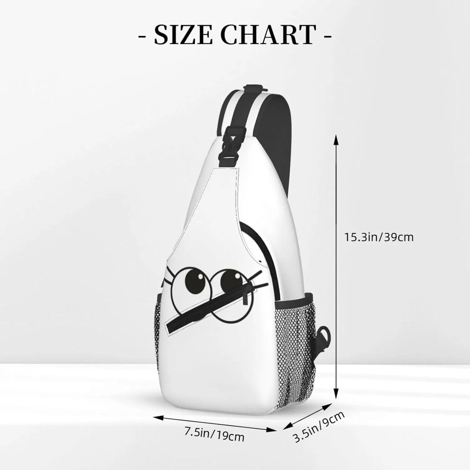 Cute Funny Cartoon Sketch Eyes Crossbody Bag Cross Chest Bag Adjustable Sling Backpack Sports Gym Shoulder Bags Travel Cycling Daypack Diagonally Casual Rucksack