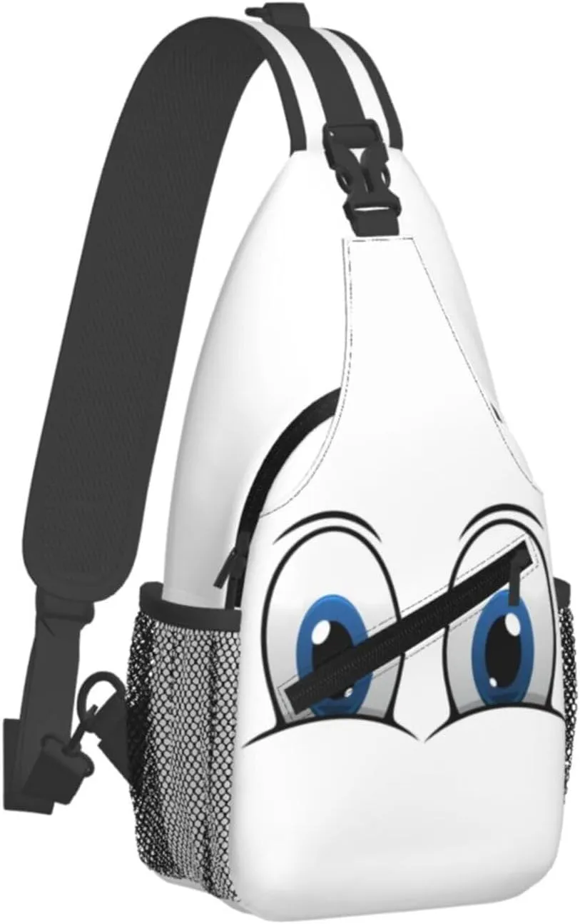 Cute Funny Cartoon Sketch Eyes Crossbody Bag Cross Chest Bag Adjustable Sling Backpack Sports Gym Shoulder Bags Travel Cycling Daypack Diagonally Casual Rucksack