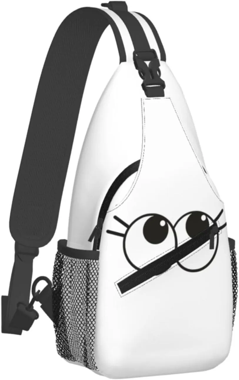 Cute Funny Cartoon Sketch Eyes Crossbody Bag Cross Chest Bag Adjustable Sling Backpack Sports Gym Shoulder Bags Travel Cycling Daypack Diagonally Casual Rucksack