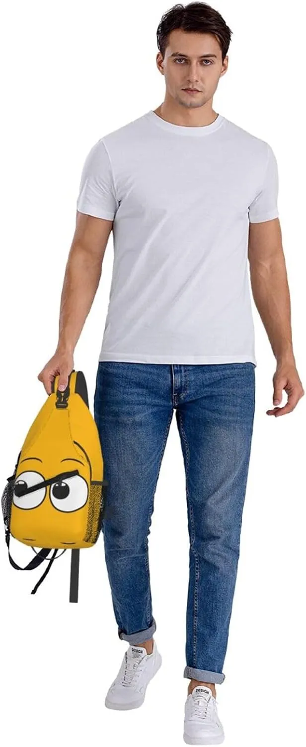 Cute Funny Cartoon Sketch Eyes Crossbody Bag Cross Chest Bag Adjustable Sling Backpack Sports Gym Shoulder Bags Travel Cycling Daypack Diagonally Casual Rucksack