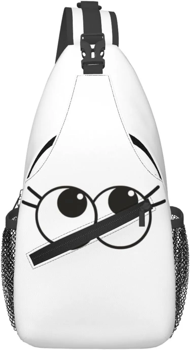 Cute Funny Cartoon Sketch Eyes Crossbody Bag Cross Chest Bag Adjustable Sling Backpack Sports Gym Shoulder Bags Travel Cycling Daypack Diagonally Casual Rucksack