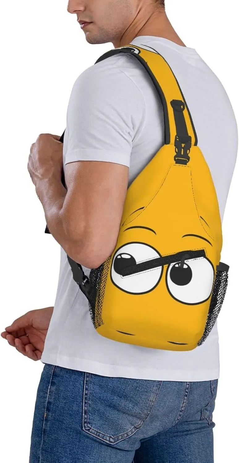 Cute Funny Cartoon Sketch Eyes Crossbody Bag Cross Chest Bag Adjustable Sling Backpack Sports Gym Shoulder Bags Travel Cycling Daypack Diagonally Casual Rucksack