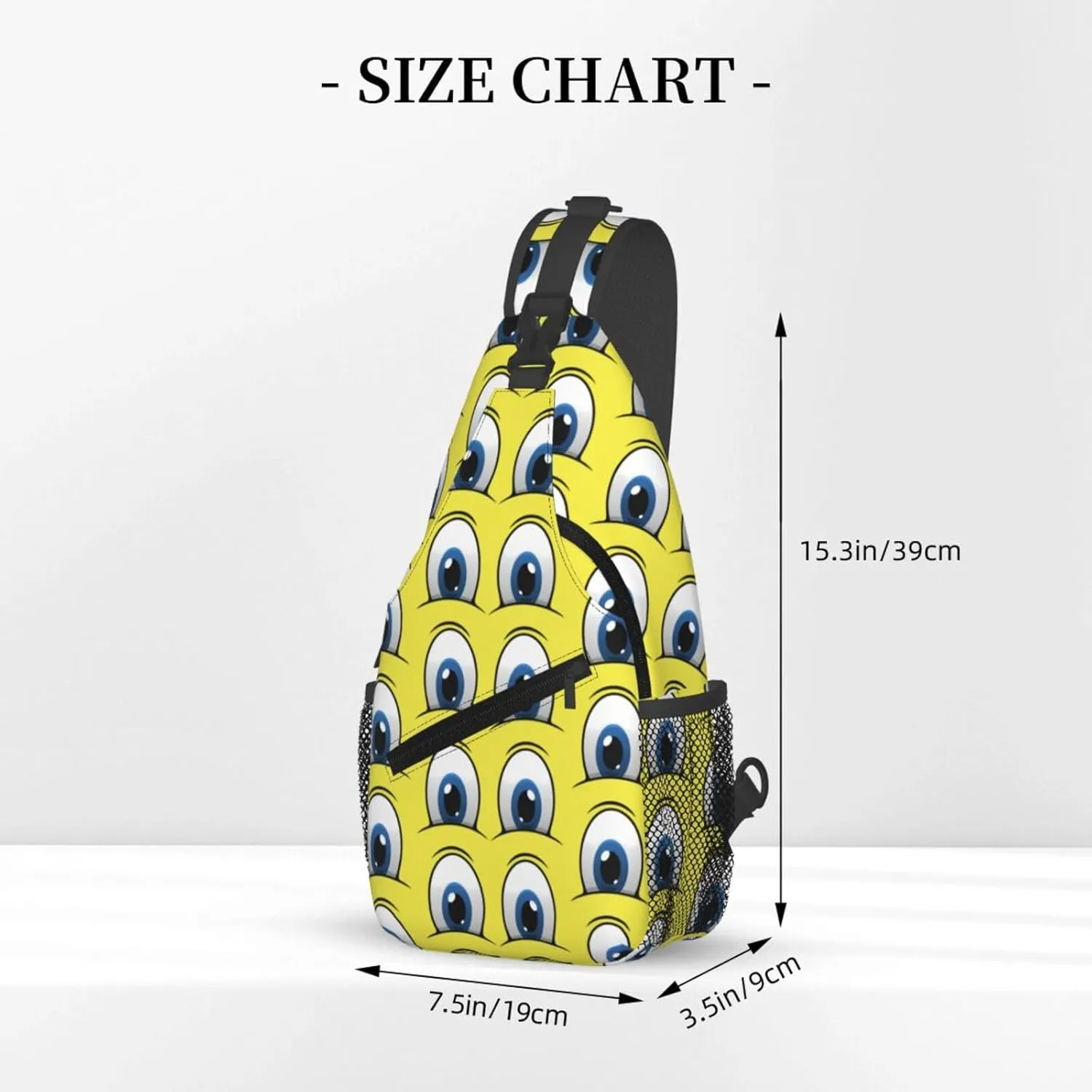 Cute Funny Cartoon Sketch Eyes Crossbody Bag Cross Chest Bag Adjustable Sling Backpack Sports Gym Shoulder Bags Travel Cycling Daypack Diagonally Casual Rucksack