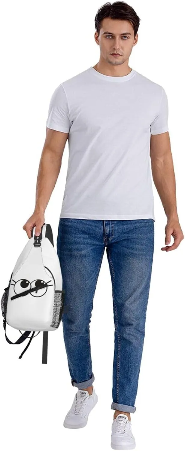 Cute Funny Cartoon Sketch Eyes Crossbody Bag Cross Chest Bag Adjustable Sling Backpack Sports Gym Shoulder Bags Travel Cycling Daypack Diagonally Casual Rucksack