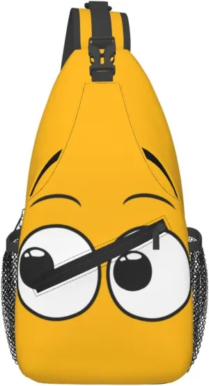 Cute Funny Cartoon Sketch Eyes Crossbody Bag Cross Chest Bag Adjustable Sling Backpack Sports Gym Shoulder Bags Travel Cycling Daypack Diagonally Casual Rucksack