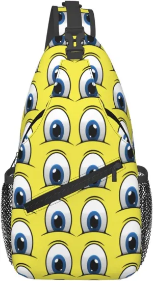 Cute Funny Cartoon Sketch Eyes Crossbody Bag Cross Chest Bag Adjustable Sling Backpack Sports Gym Shoulder Bags Travel Cycling Daypack Diagonally Casual Rucksack
