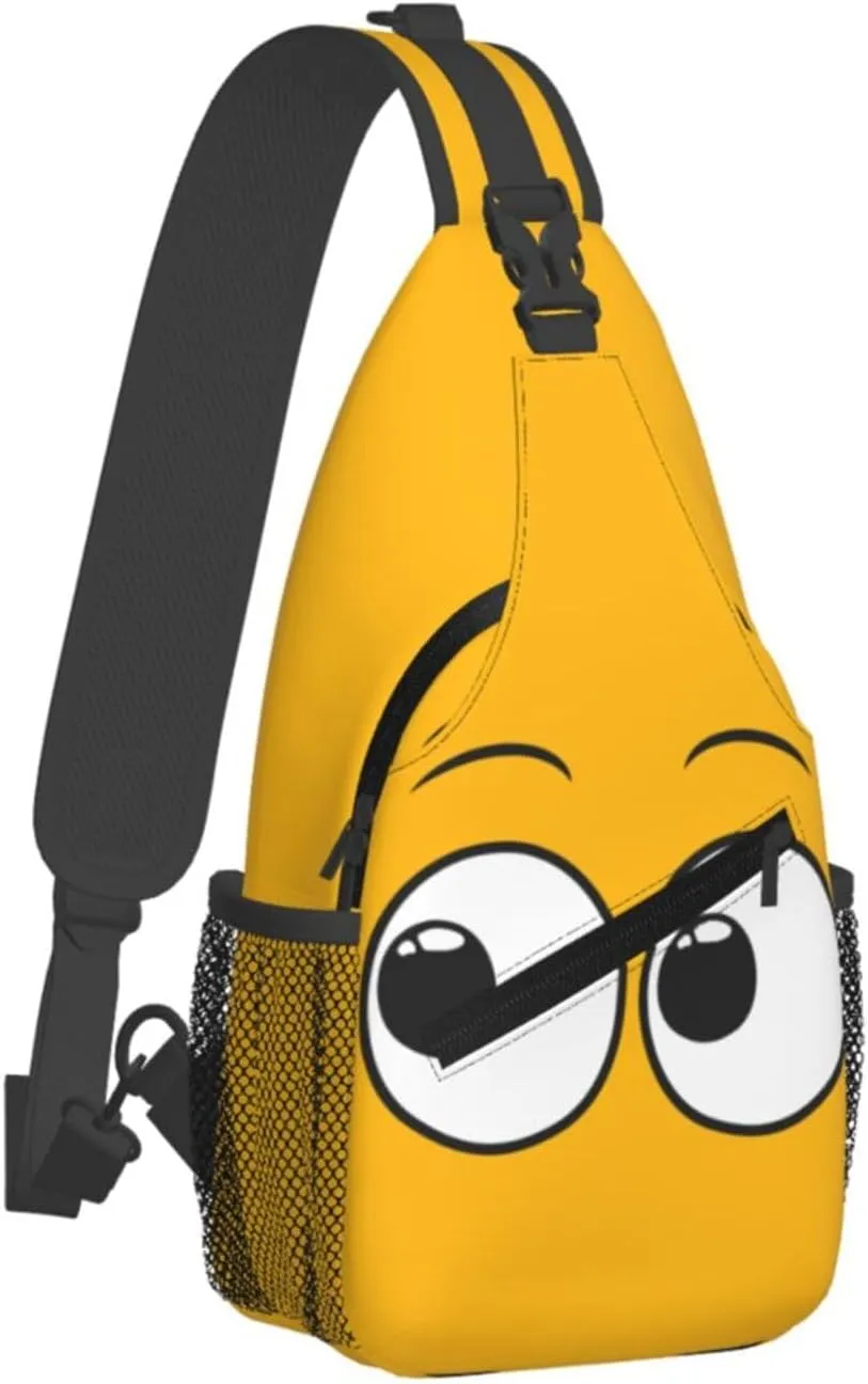 Cute Funny Cartoon Sketch Eyes Crossbody Bag Cross Chest Bag Adjustable Sling Backpack Sports Gym Shoulder Bags Travel Cycling Daypack Diagonally Casual Rucksack