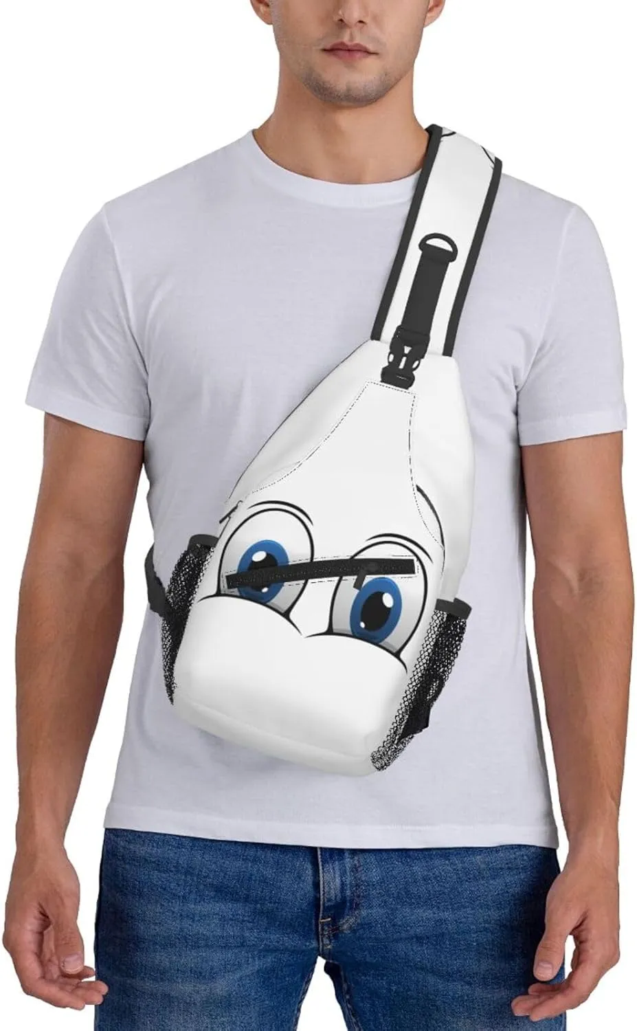 Cute Funny Cartoon Sketch Eyes Crossbody Bag Cross Chest Bag Adjustable Sling Backpack Sports Gym Shoulder Bags Travel Cycling Daypack Diagonally Casual Rucksack