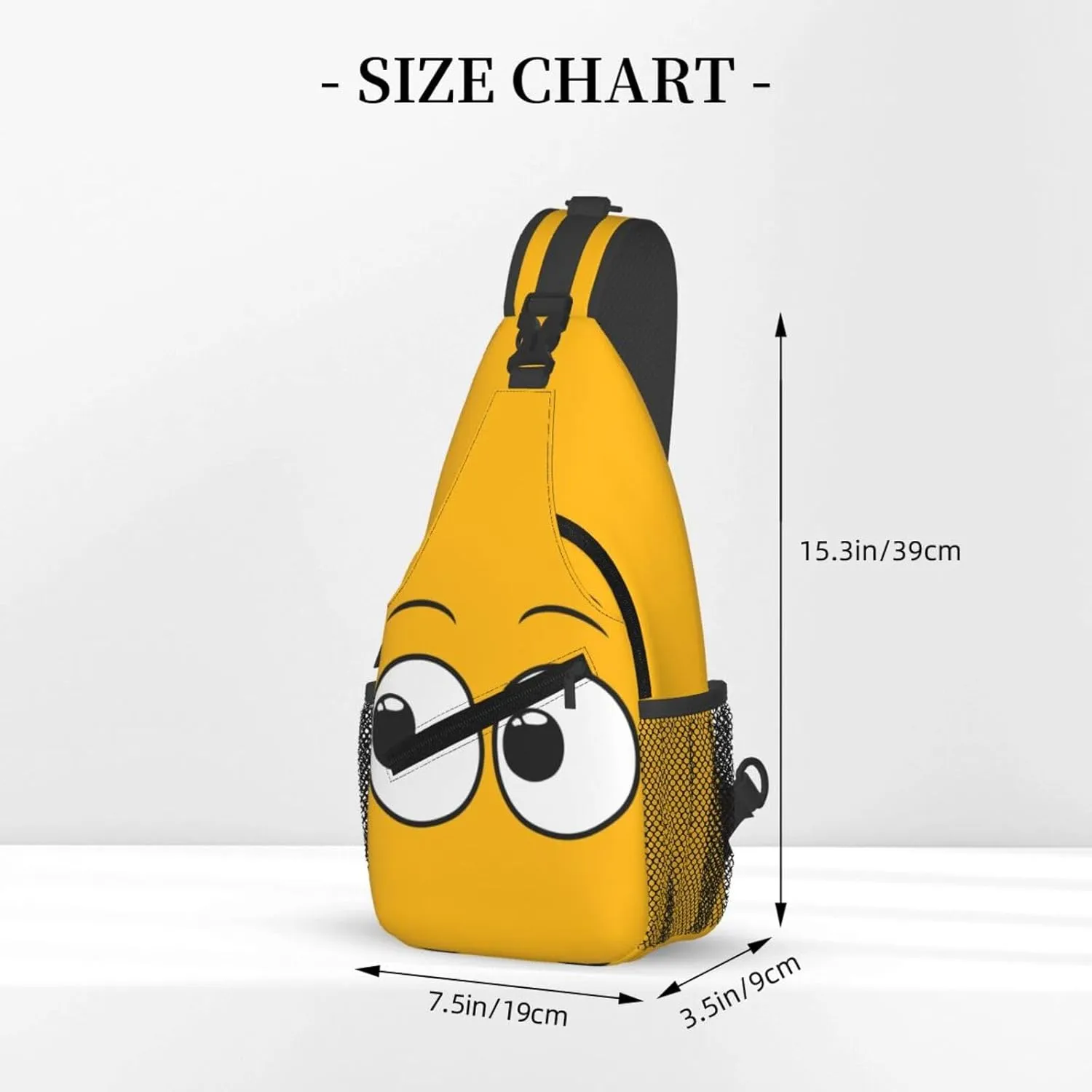 Cute Funny Cartoon Sketch Eyes Crossbody Bag Cross Chest Bag Adjustable Sling Backpack Sports Gym Shoulder Bags Travel Cycling Daypack Diagonally Casual Rucksack
