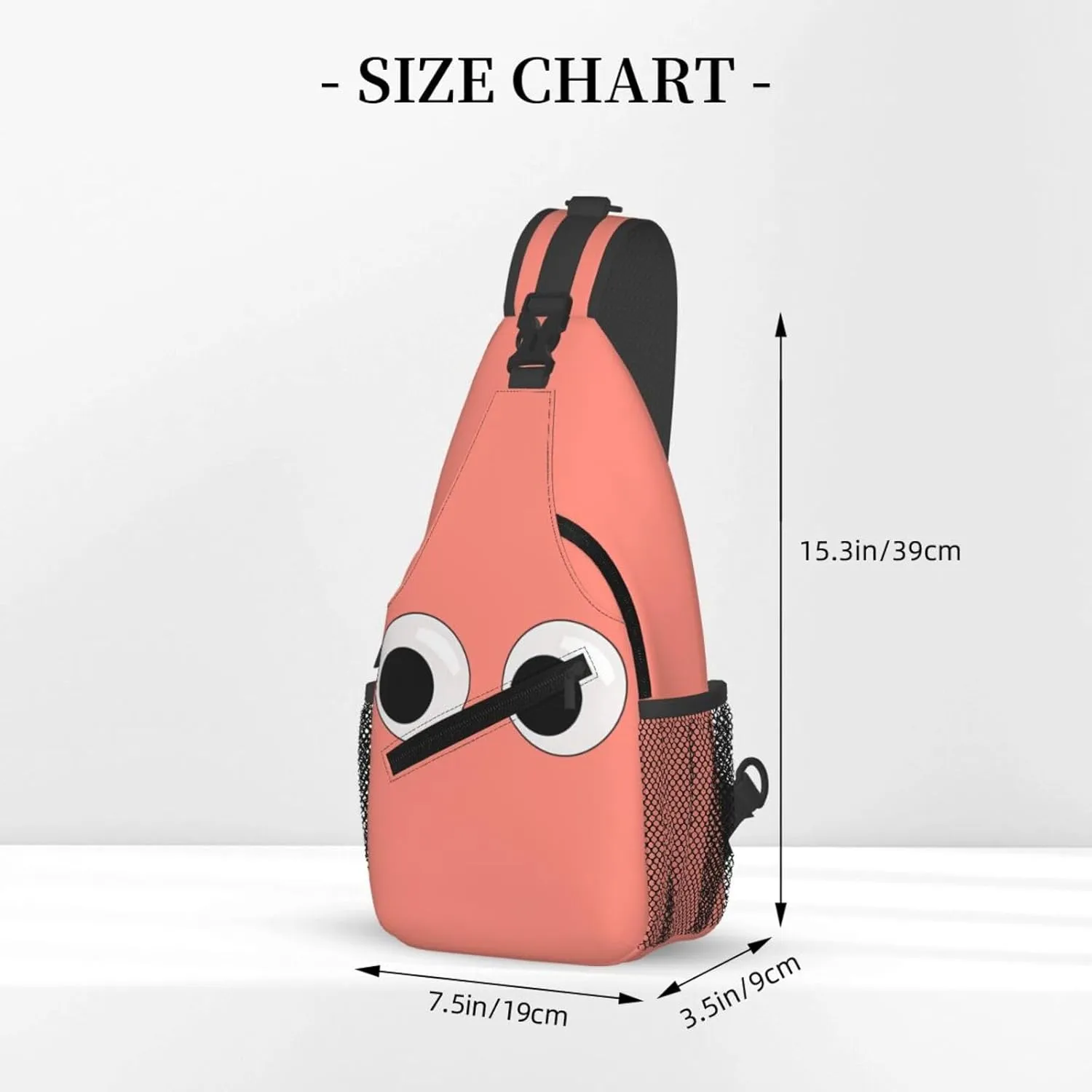 Cute Funny Cartoon Sketch Eyes Crossbody Bag Cross Chest Bag Adjustable Sling Backpack Sports Gym Shoulder Bags Travel Cycling Daypack Diagonally Casual Rucksack