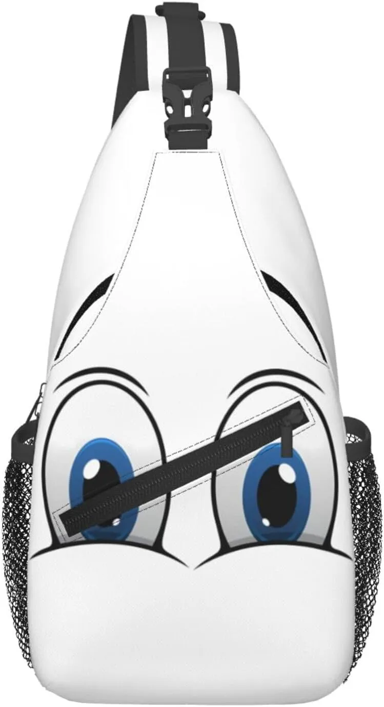 Cute Funny Cartoon Sketch Eyes Crossbody Bag Cross Chest Bag Adjustable Sling Backpack Sports Gym Shoulder Bags Travel Cycling Daypack Diagonally Casual Rucksack