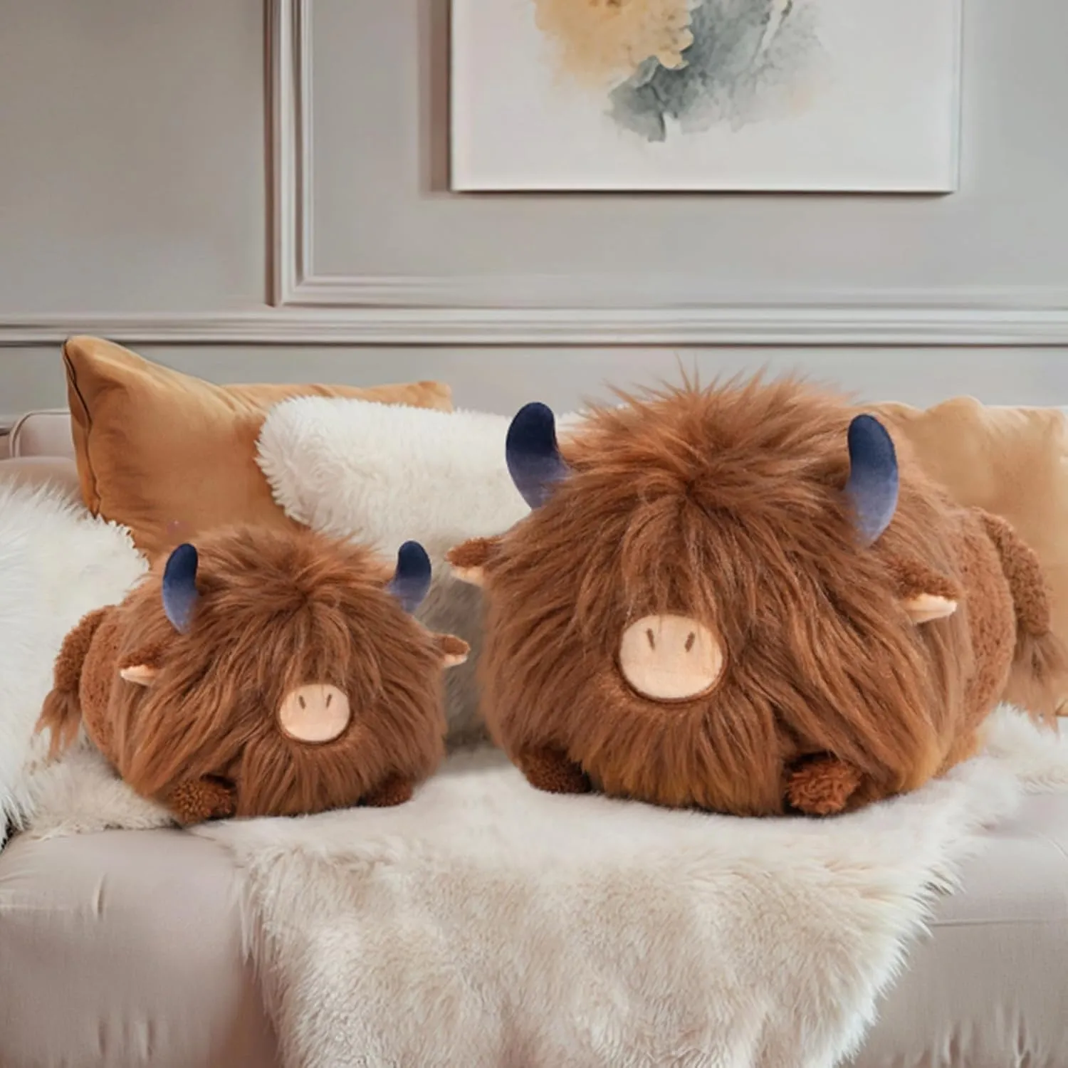 Cute Highland Cow Plush, Kawaii Plushies Cow Stuffed Animal, Highland Cow Toy Pillow, Soft Squishy Gifts for Girls (16 Inch)