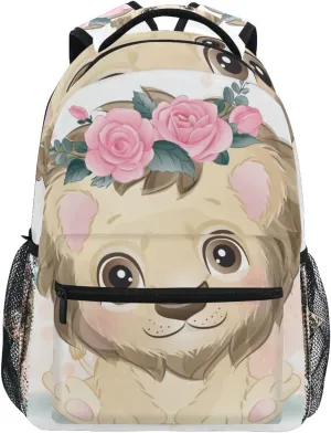 Cute Lion Garland Butterfly Backpack Daypack Shoulder Bag Book Bag Lightweight Back Pack 11.4 ×16 In