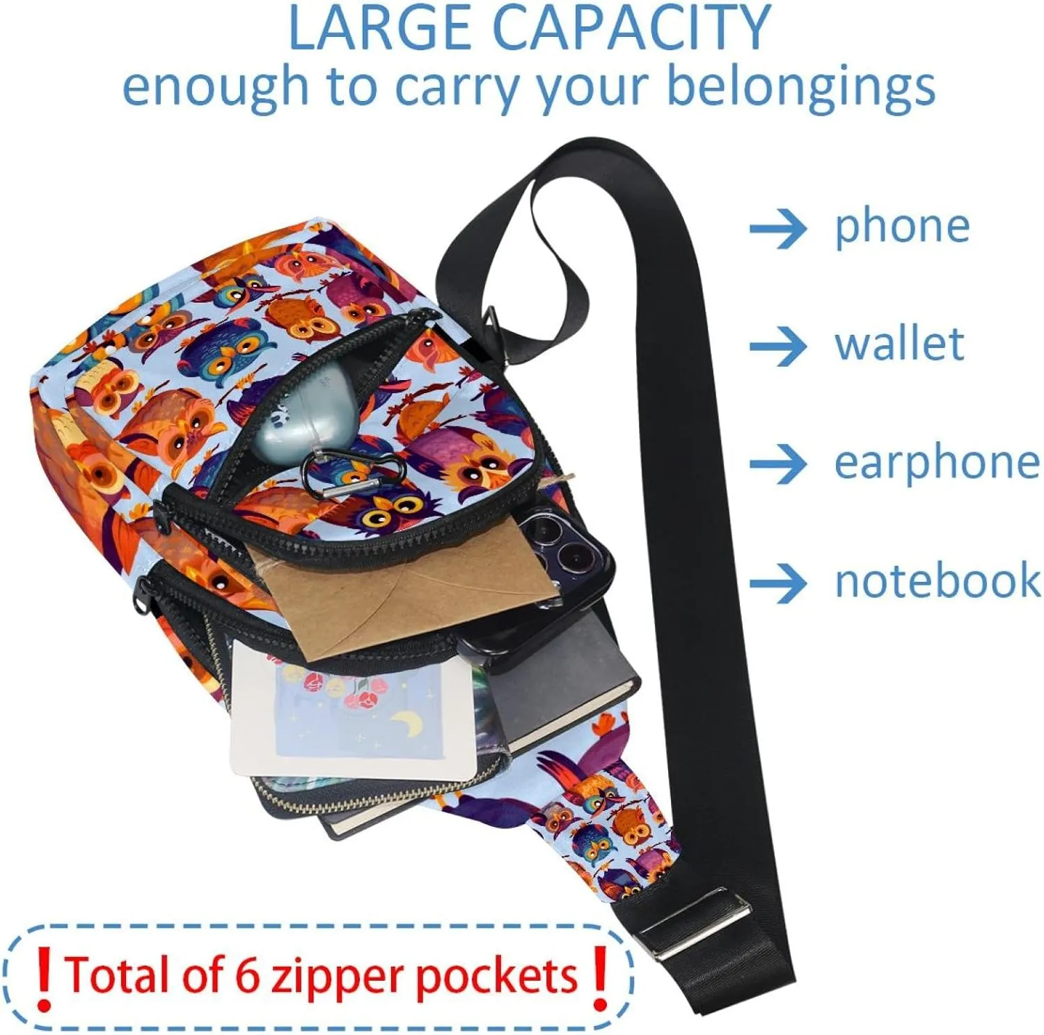 Cute Owls Sling Backpack Bag
