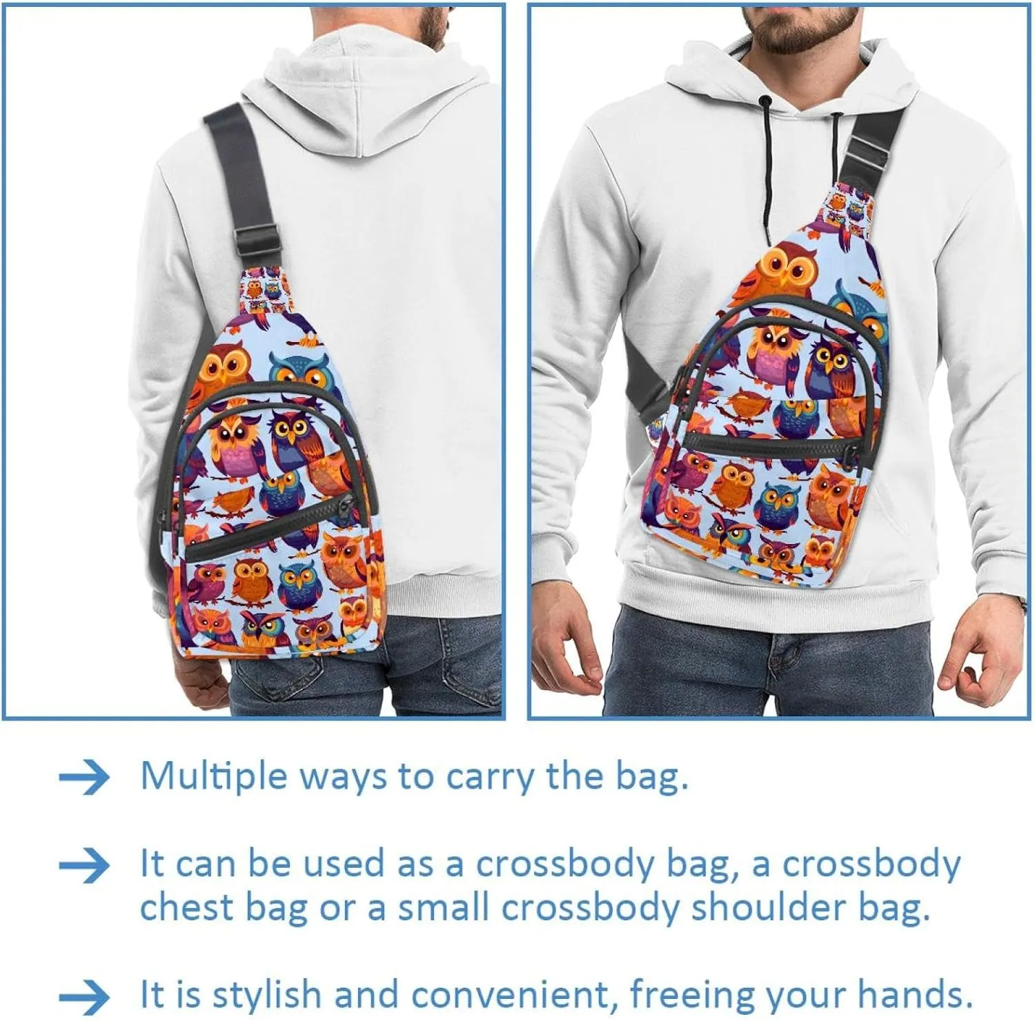 Cute Owls Sling Backpack Bag