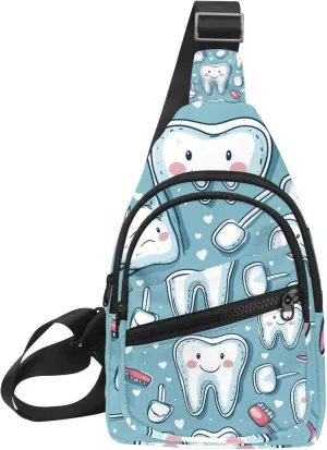Cute Teeth Crossbody Sling Backpack Sling Bag Travel Hiking Chest Bag Daypack