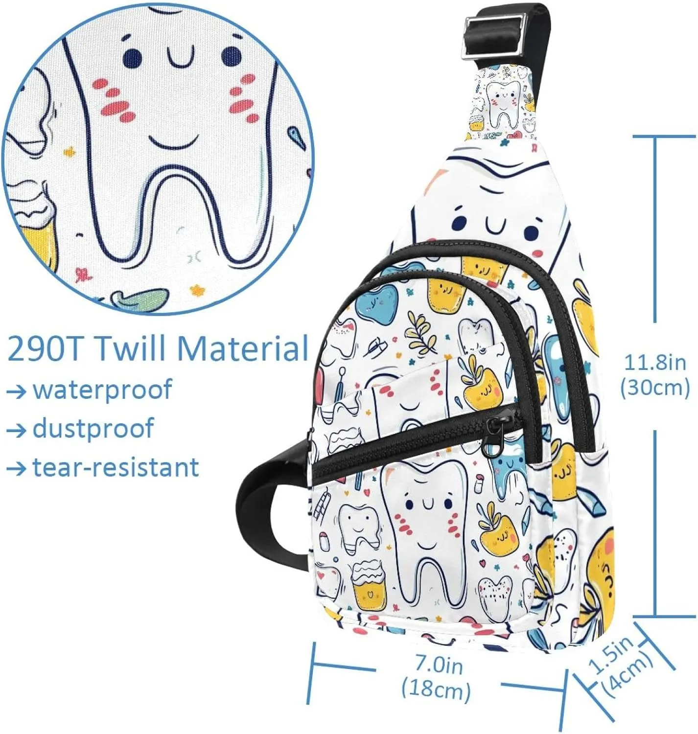 Cute Teeth Sling Backpack Bag