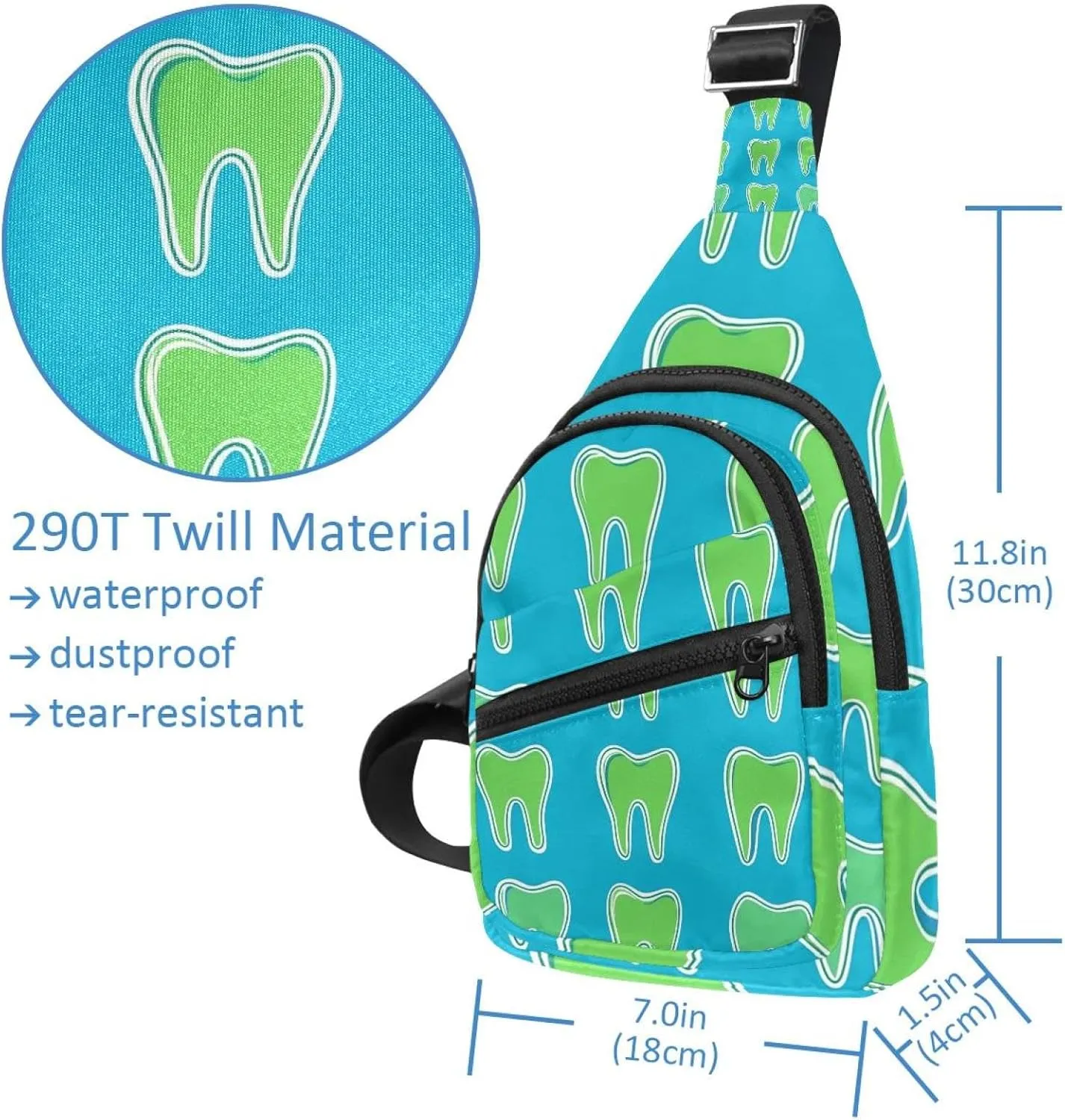 Cute Teeth Sling Bag for Women Men Crossbody Shoulder Tote Blet Bags Backpack Fanny Pack Travel Purse