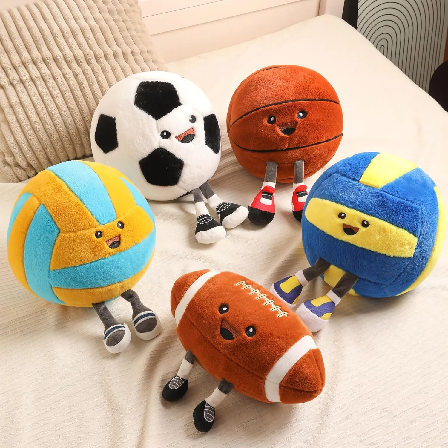Cute Volleyball Plush Pillow Toy,Kids Volleyball Stuffed Animal for Sofa/Bedroom Decor, Sports Throw Pillow,Themed Birthday Gift for Boys Girls Volleyball Fans(Volleyball 11 Inch)