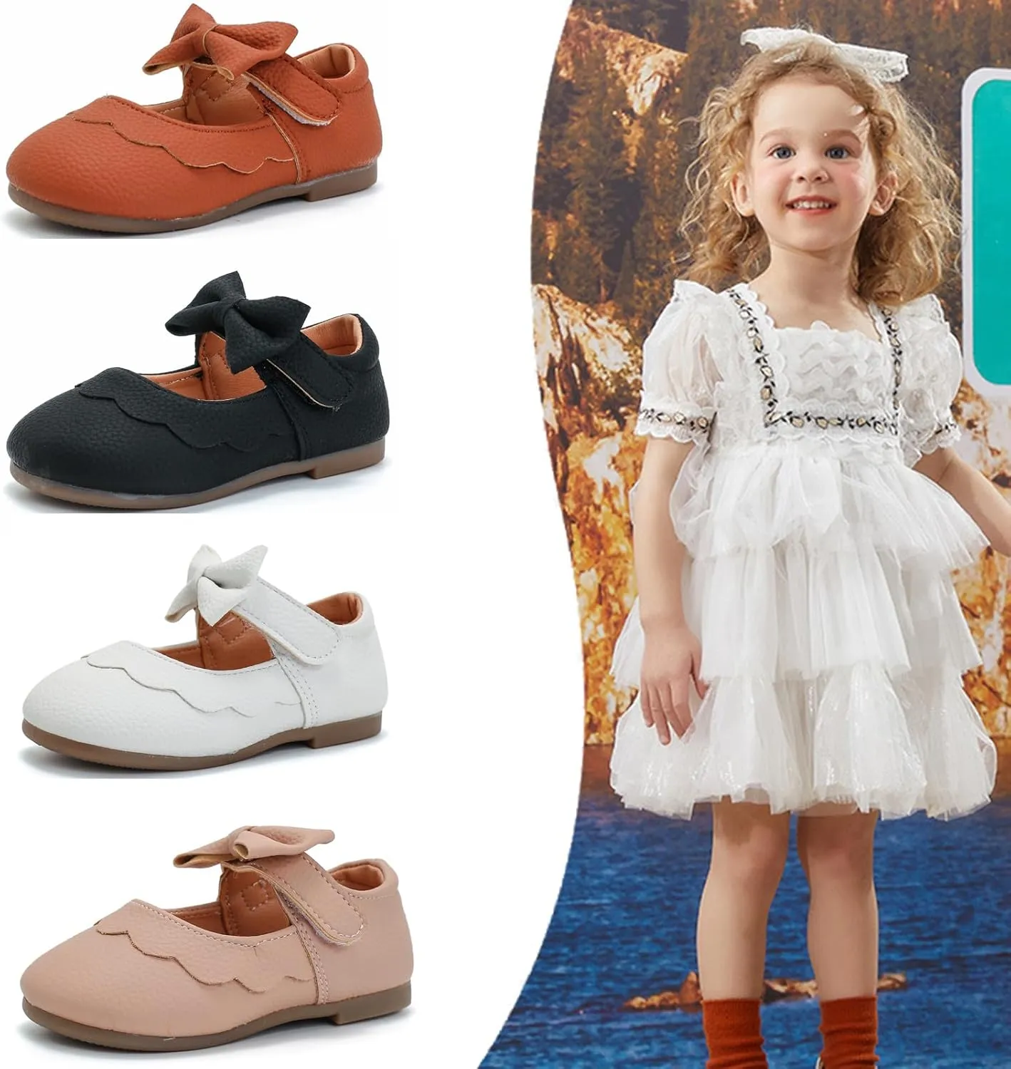 DADAWEN Girl's Classic Mary Jane Flats School Uniform Shoes Dress Shoes Party Wedding Shoes