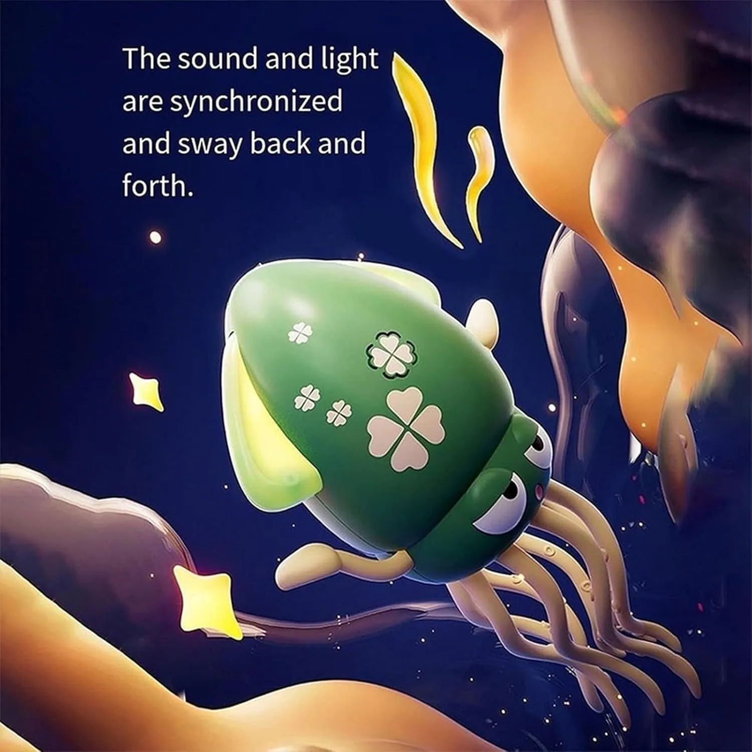 Dancing Octopus Baby Toy, Magic Electric Crawling Octopus with Automatic Obstacle Avoidance Sensor, Funny Dancing Squid with LED Lights & Music for Boy Girl Birthday Gifts, Office Desk Decor(Yellow)