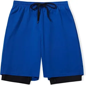 DANI CHINS Boys 2 in 1 Athletic Active Shorts Sports Running Quick Dry Breathable Compression Shorts