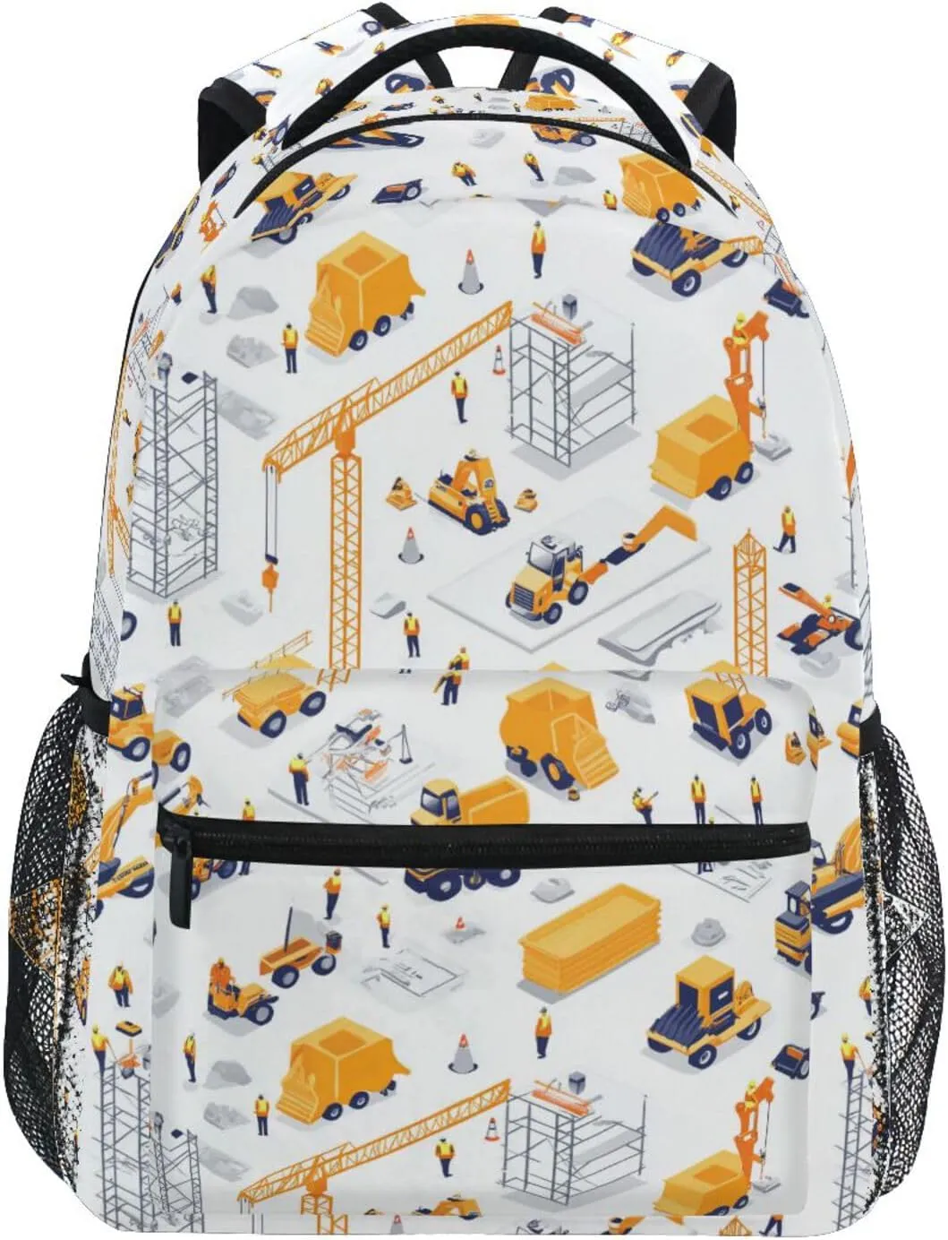 Day Backpack for Men and Women Waterproof College School Computer Bag with Chest Strap Gift Men & Women Construction Scene Highway Construction Bulldozer