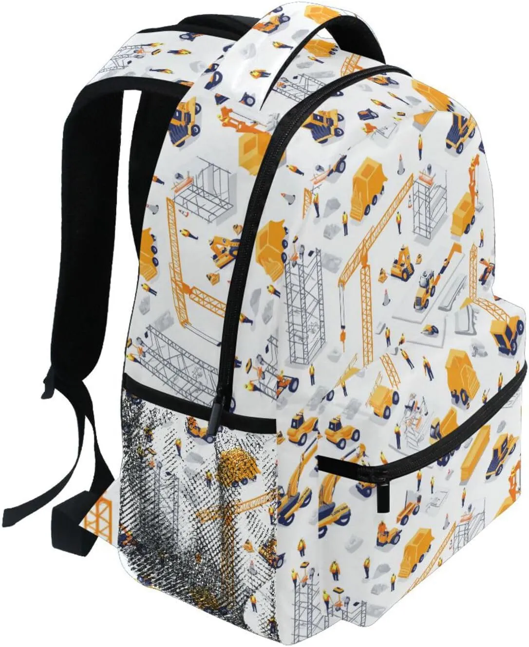 Day Backpack for Men and Women Waterproof College School Computer Bag with Chest Strap Gift Men & Women Construction Scene Highway Construction Bulldozer