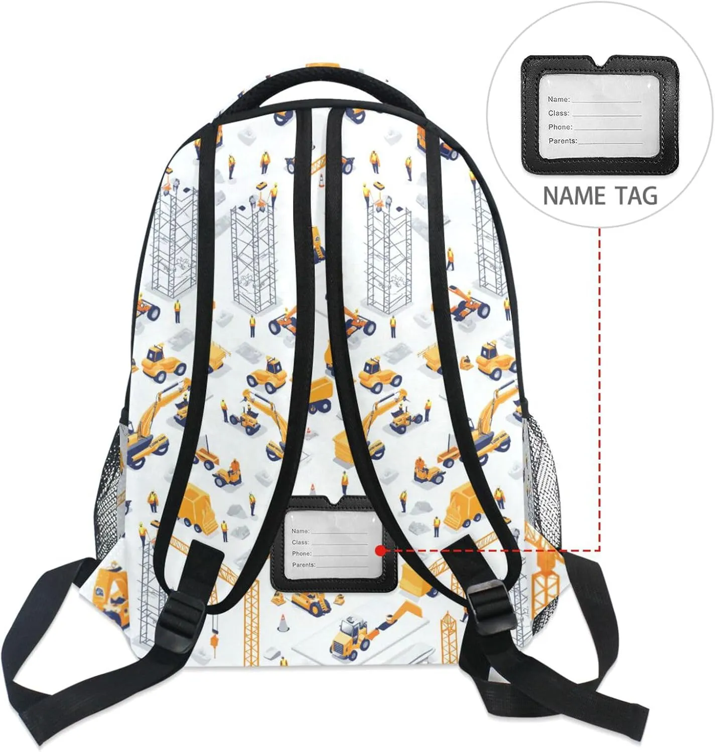 Day Backpack for Men and Women Waterproof College School Computer Bag with Chest Strap Gift Men & Women Construction Scene Highway Construction Bulldozer