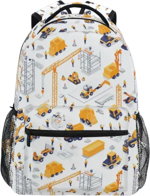 Day Backpack for Men and Women Waterproof College School Computer Bag with Chest Strap Gift Men & Women Construction Scene Highway Construction Bulldozer