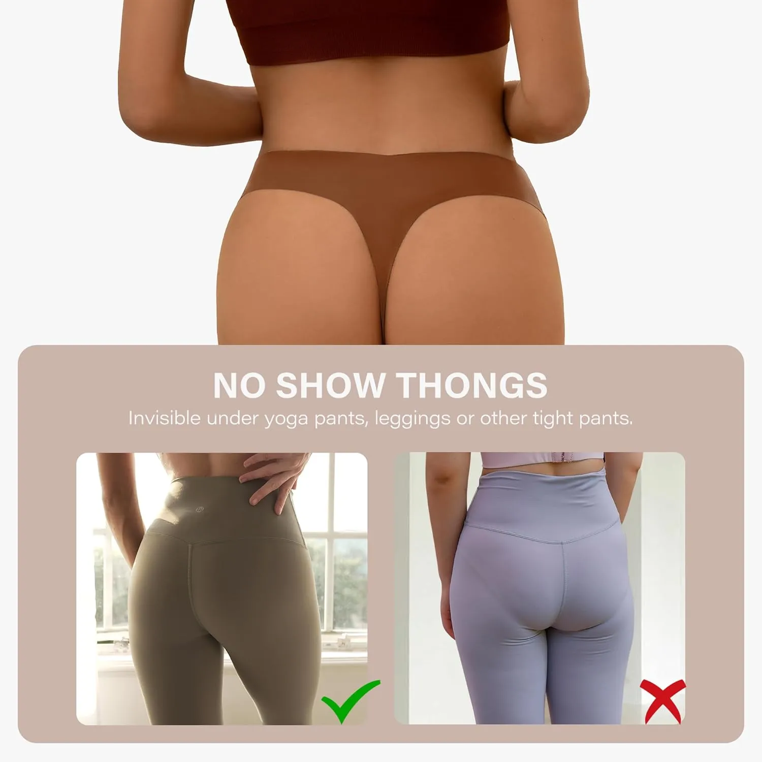 DEANGELMON Seamless Thongs for Women No Show Thong Underwear Women Comfortable Multiple Pack