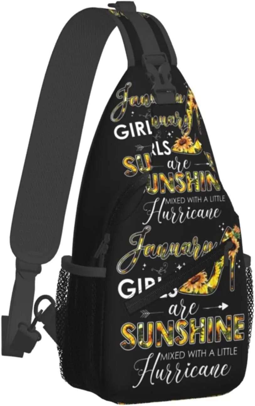 December Womens Are Sunshine Mixed With A Little Hurricane Crossbody Bag Cross Chest Bag Adjustable Sling Backpack Sports Gym Shoulder Bags Travel Cycling Daypack Diagonally Casual Rucksack