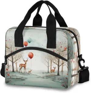 Deer Forest Lunch Box for Men Women Adults Insulated Lunch Bag Cooler Bag with Adjustable Shoulder Strap for Work Picnic Travel