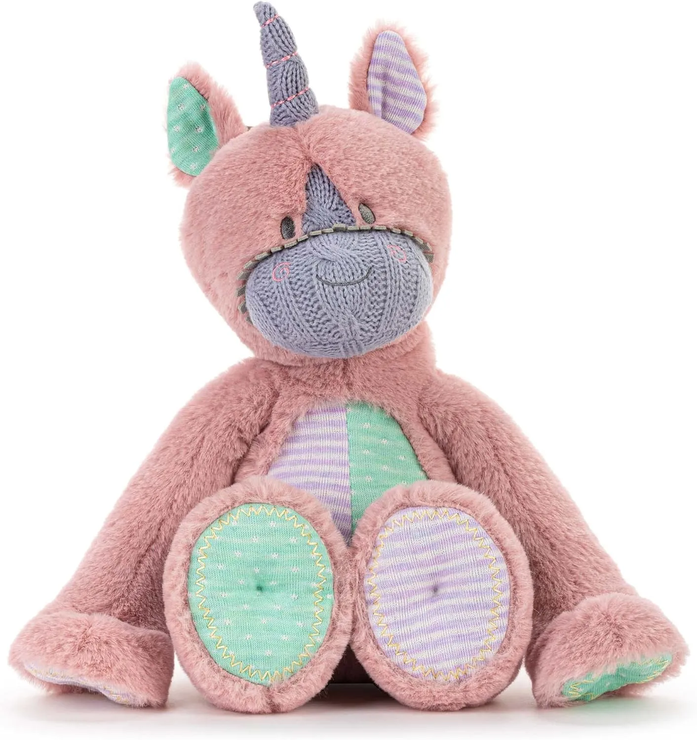 DEMDACO Oddball Pink and Purple 13 Inch Polyester Stuffed Plush Animal Unicorn
