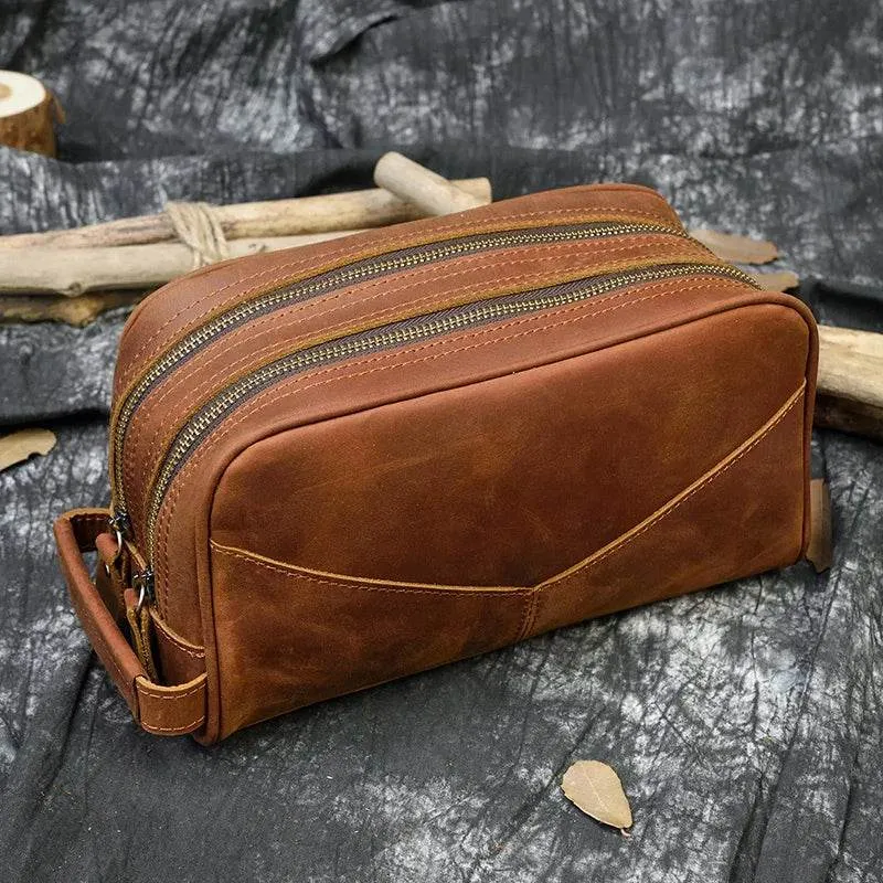 Designer Genuine Leather Travel Wash Bags & Makeup Clutches