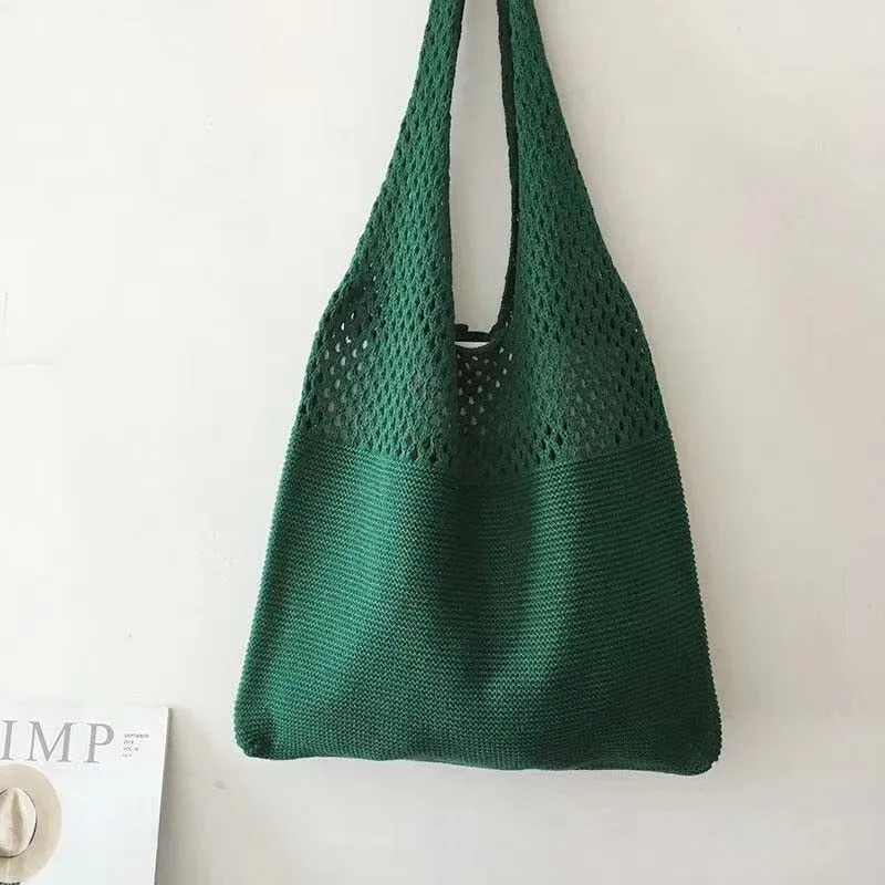 Designer Knitted Handbags Female Large Capacity Totes Women's Pack Summer Beach Bag Big Purses Casual Hollow Woven Shoulder Bags